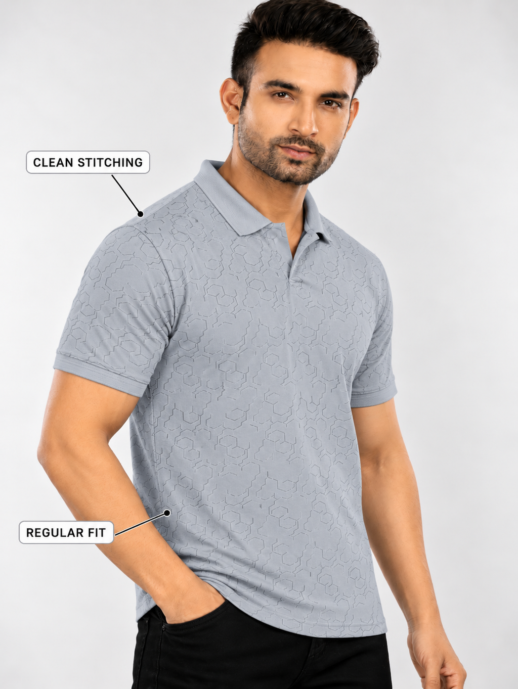 Crazybee || Pack of 2 POLO - Grey_HEX & Zip_DarkGrey