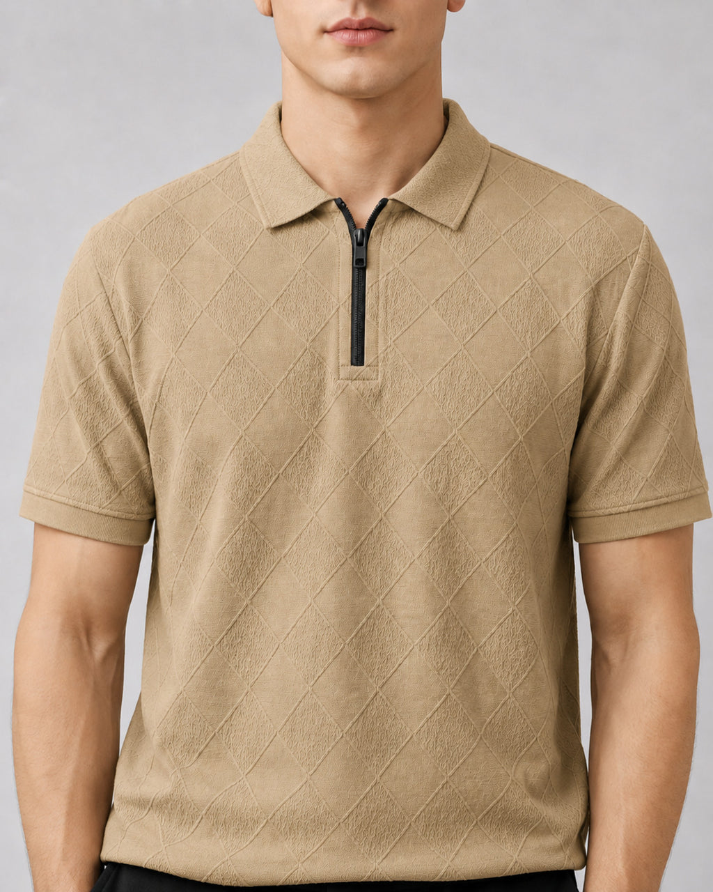 Polo Pack of 2 (Rib-Beige_Zipper & Rib-GreyBlack_Zipper)