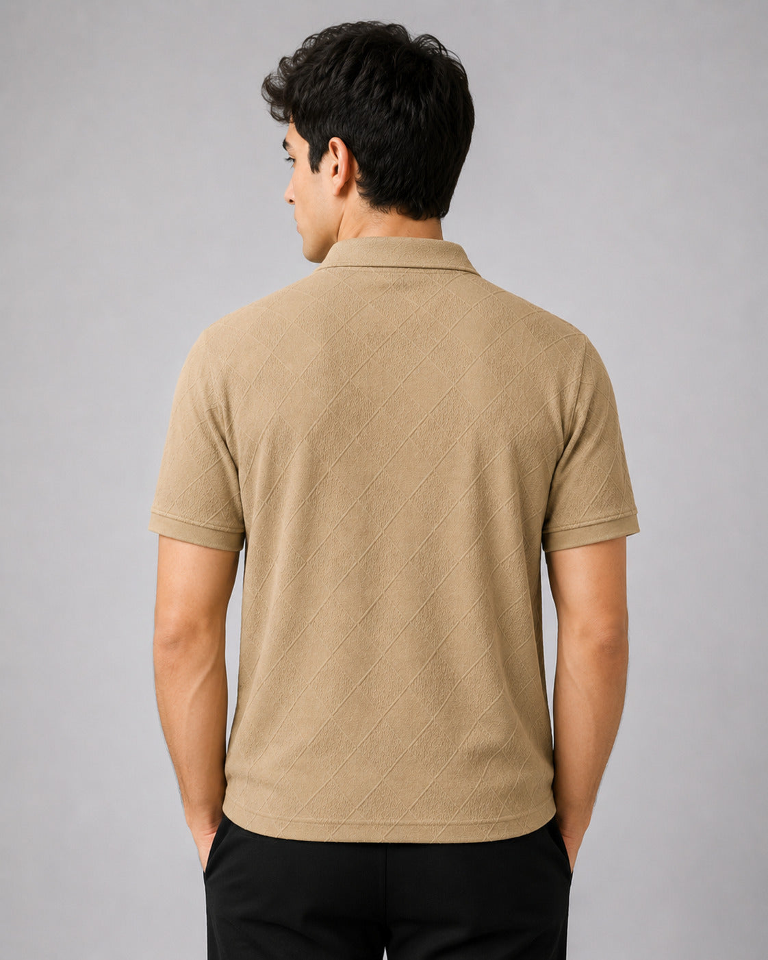 Polo Pack of 2 (Rib-Beige_Zipper & Rib-GreyBlack_Zipper)