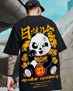 Oversized black, red t-shirt for men - MavinClub