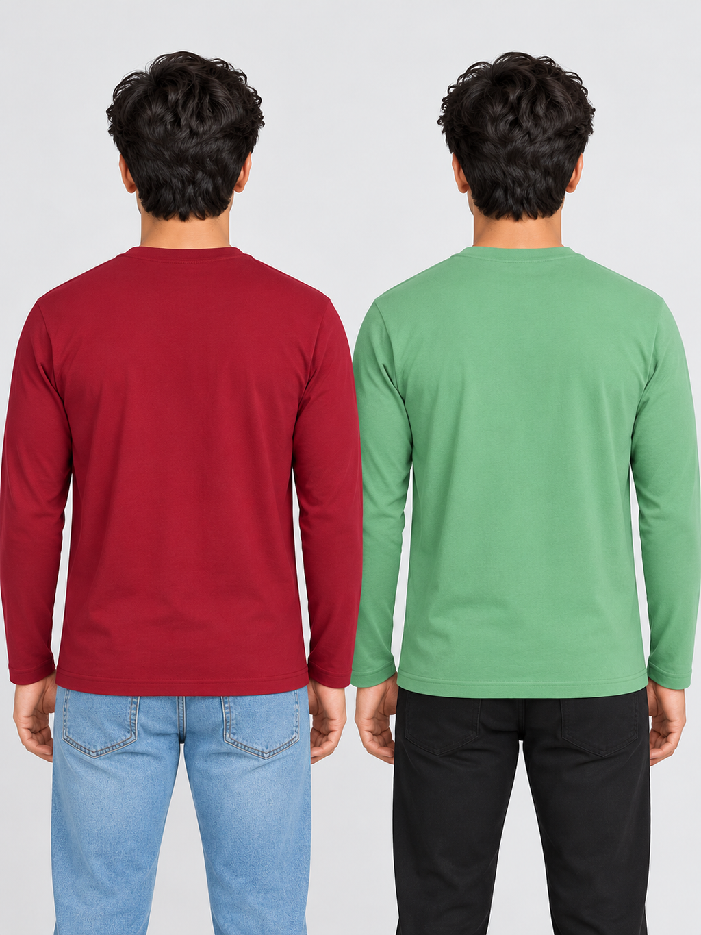 CRAZYBEE || PO2 - FullSlv tshirt- Plain - Pista + maroom