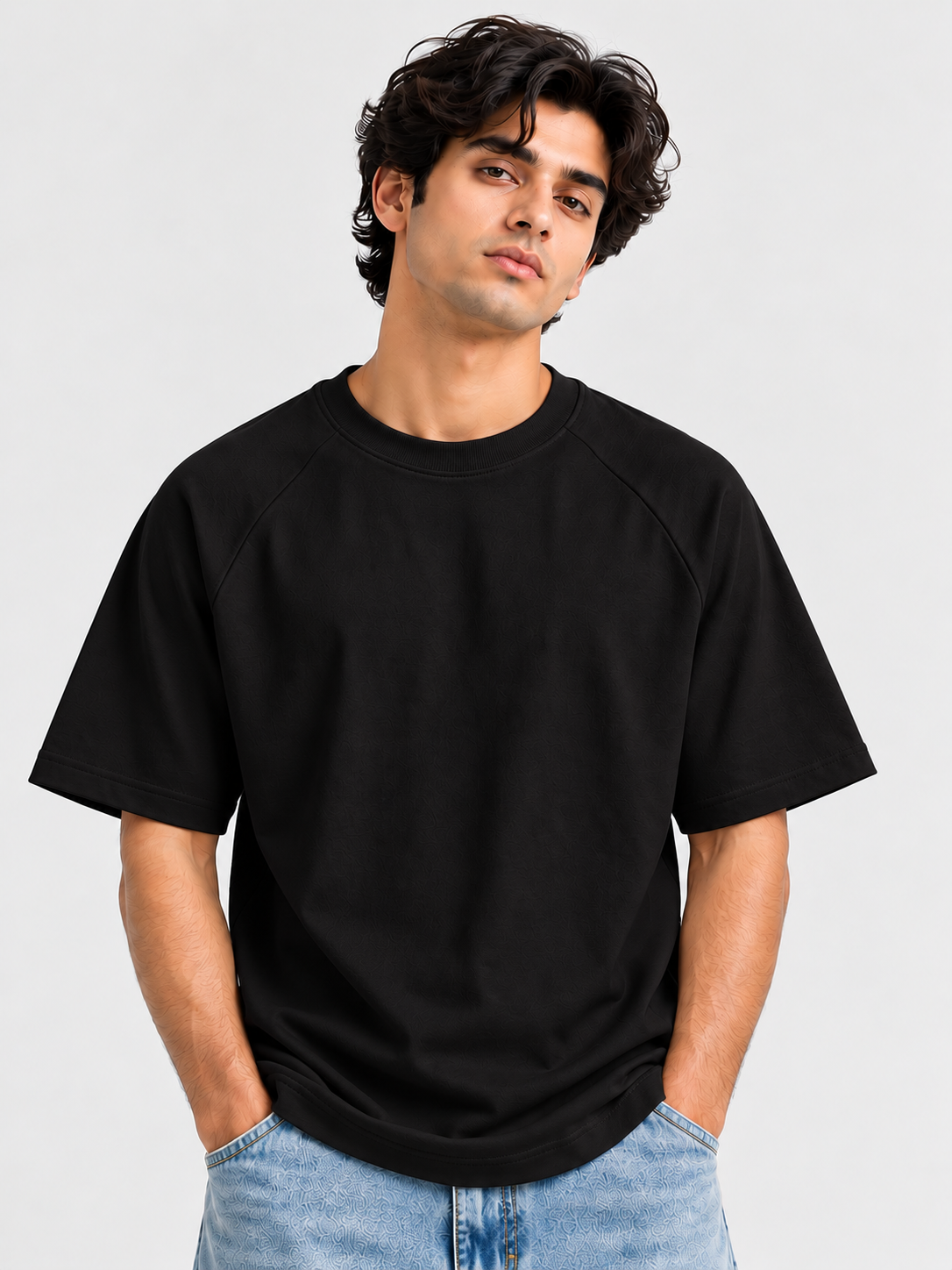 Pack of 2 Ranglan Sleeve Tshirt- Black + Grey