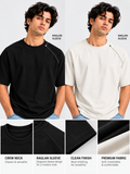 Pack of 2 Ranglan Sleeve Tshirt- Black + Off White