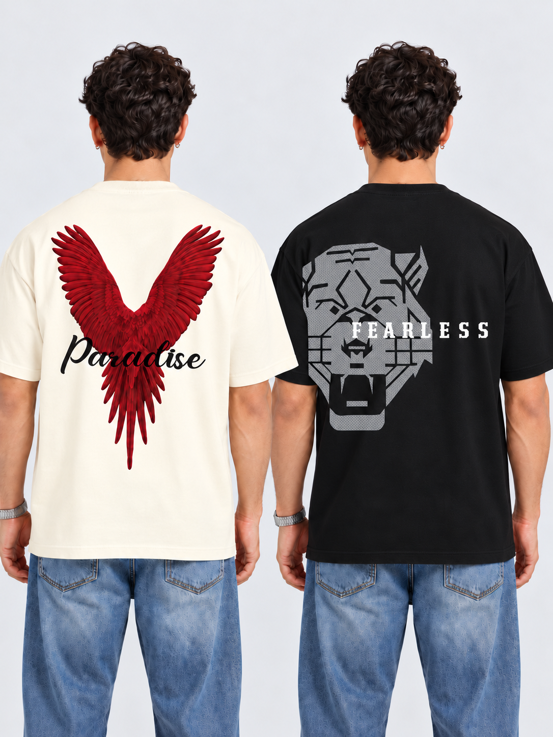 Pack of 2 Tshirt Bull Fearless & Off_Paradise - Deal