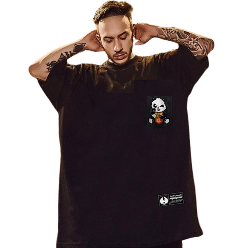 Oversized black, red t-shirt for men - MavinClub