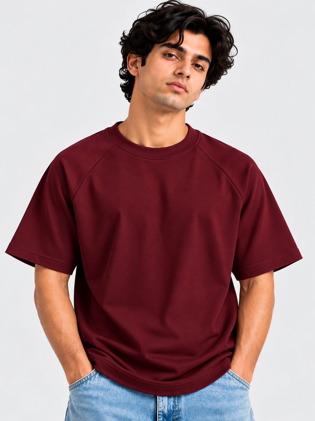 Pack of 2 Ranglan Sleeve Tshirt- Black + Maroon