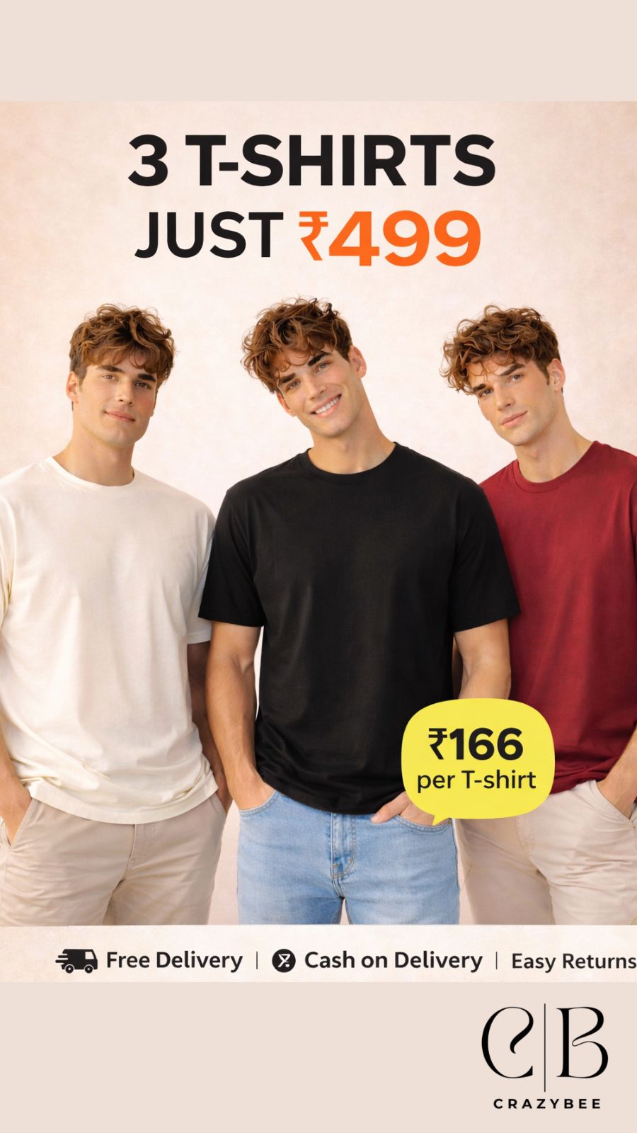 Pack of 3 t-shirts combo for men - MavinClub