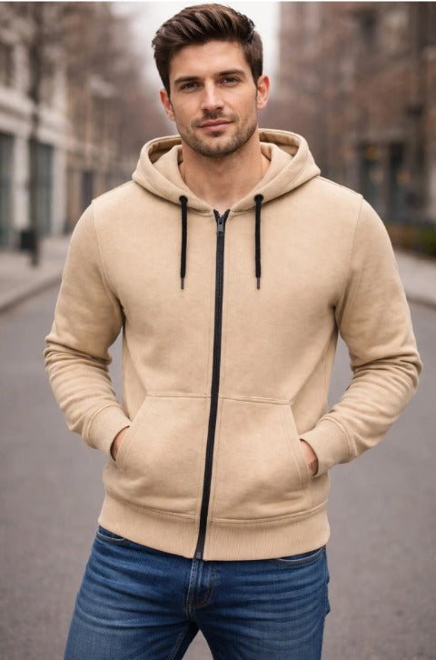 Crazybee <> Zipper Beige Hoodie