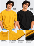 Crazybee || Pack of 2 Raglan -  Yellow + Black raglan