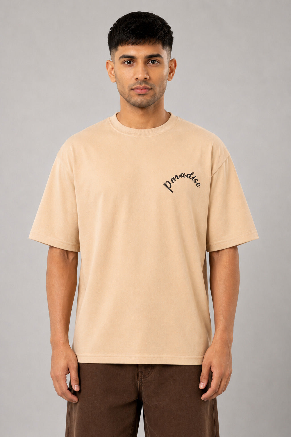 Pack of 2 Tshirts -( Wht_Panda & Beige Paradise )-Deal