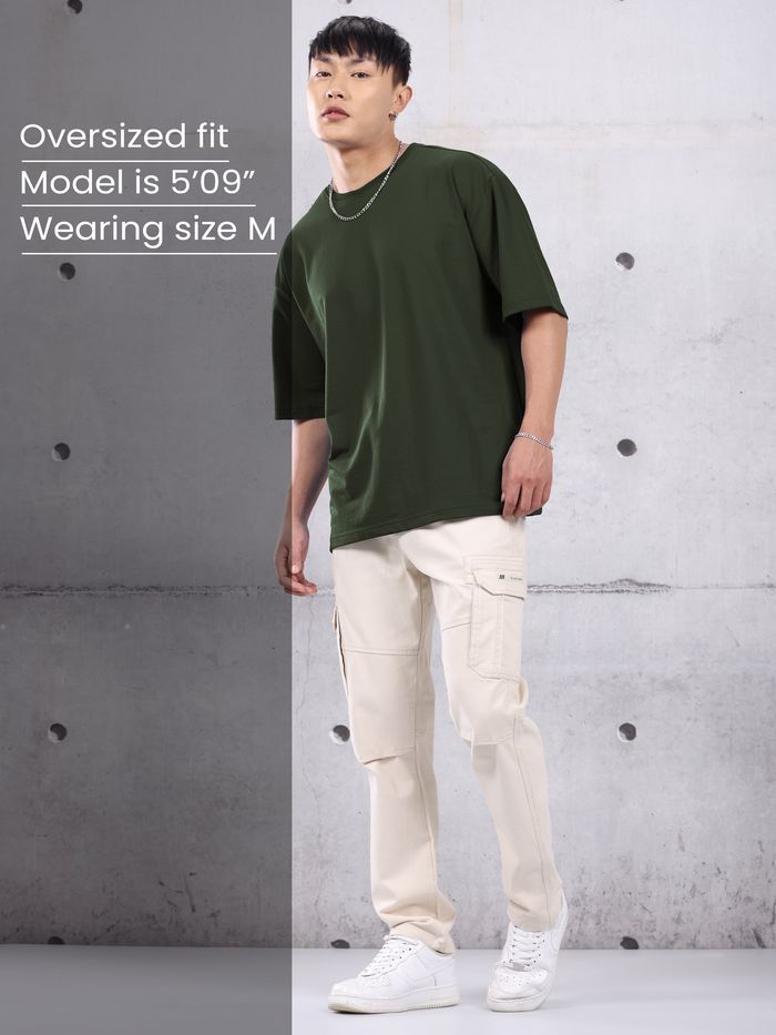 Oversized olive t-shirt for men - MavinClub