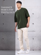 Oversized olive t-shirt for men - MavinClub