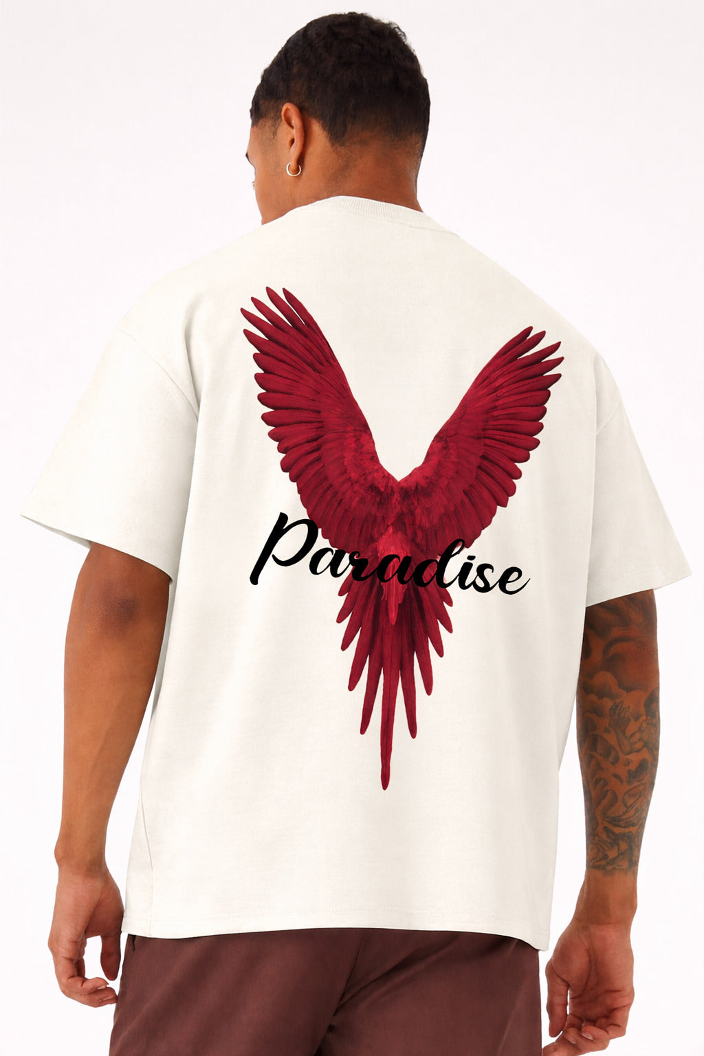 CRAZYBEE<>_Pack of 2 T-shirt -{Blk-Madness & EggWht_Paradise}