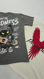 Pack Of 2 Tshirt {Grey Madness & Off_Paradise} - Deal