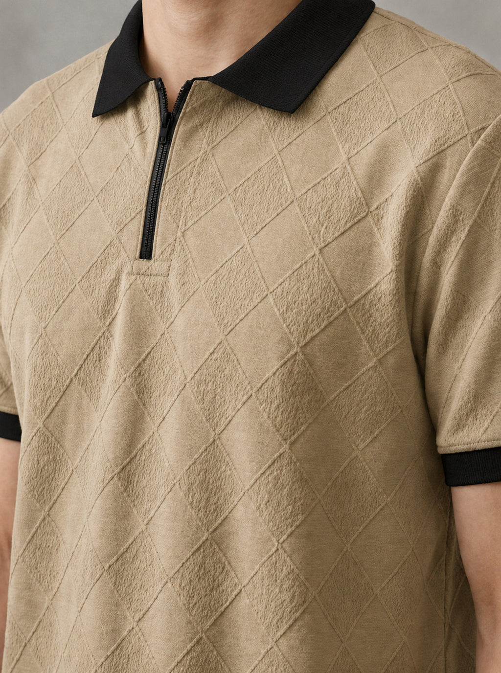 Polo Pack of 2 -(Rib-Grey_Zipper && Zip-Dimd_Beige_Black)