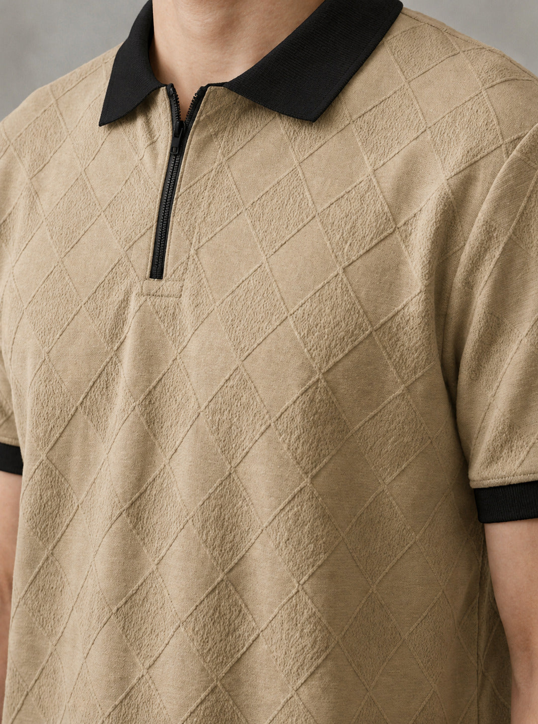 Polo Pack of 2 -(Rib-Grey_Zipper && Zip-Dimd_Beige_Black)